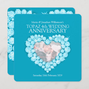 4th topaz blue gem wedding anniversary invites