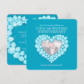 4th topaz blue gem wedding anniversary invites