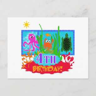 4th Undersea Adventure Birthday Tshirts Postcard
