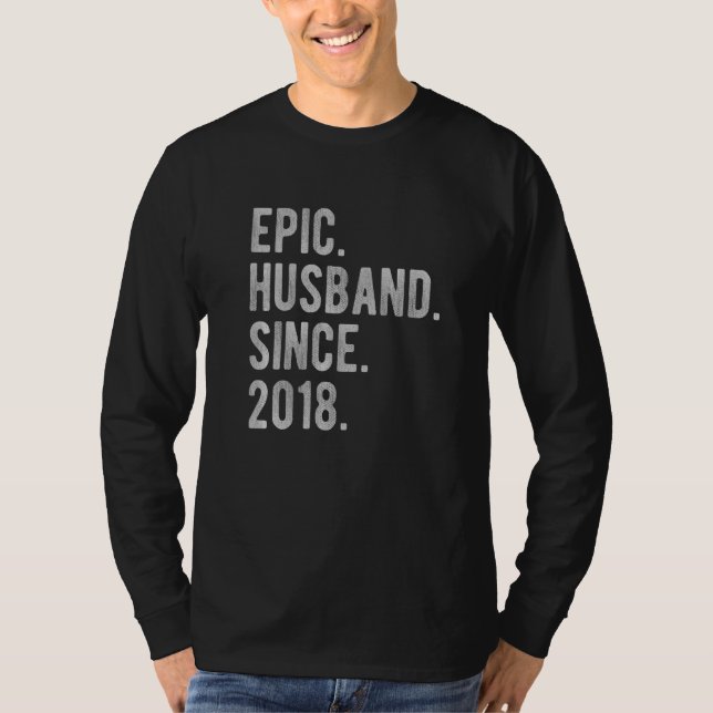 4th Wedding Aniversary For Him  Epic Husband Since T-Shirt (Front)