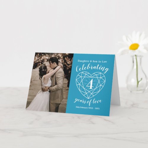 4th Wedding Anniversary blue topaz heart Card