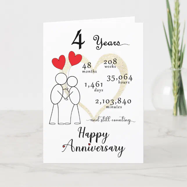 4th Wedding Anniversary Card Zazzle 0023