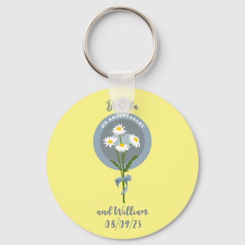 4th wedding anniversary daisies keychain