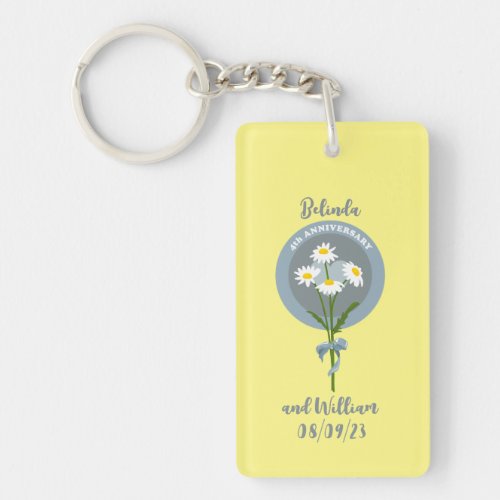 4th wedding anniversary daisies keychain