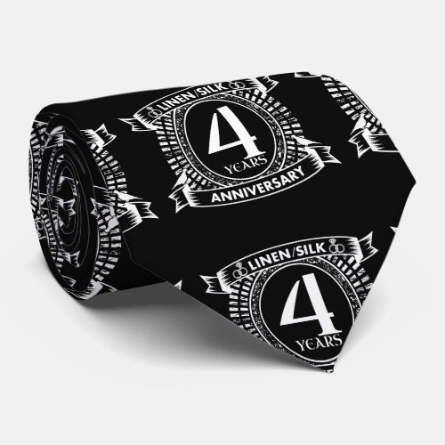 4th wedding anniversary distressed crest neck tie