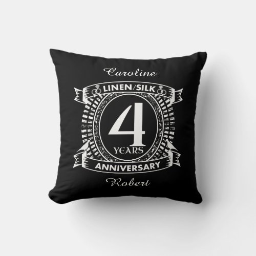 4th wedding anniversary distressed crest throw pillow