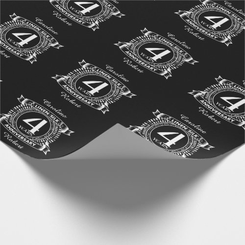 4th wedding anniversary distressed crest wrapping paper