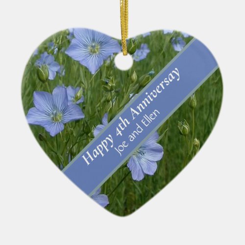 4th Wedding Anniversary Editable Ceramic Ornament