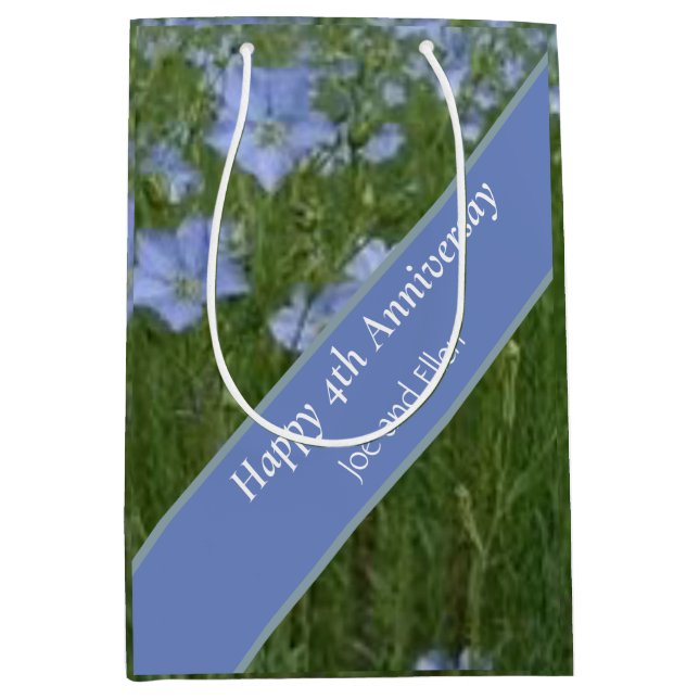 4th Wedding Anniversary Editable Medium Gift Bag (Front)