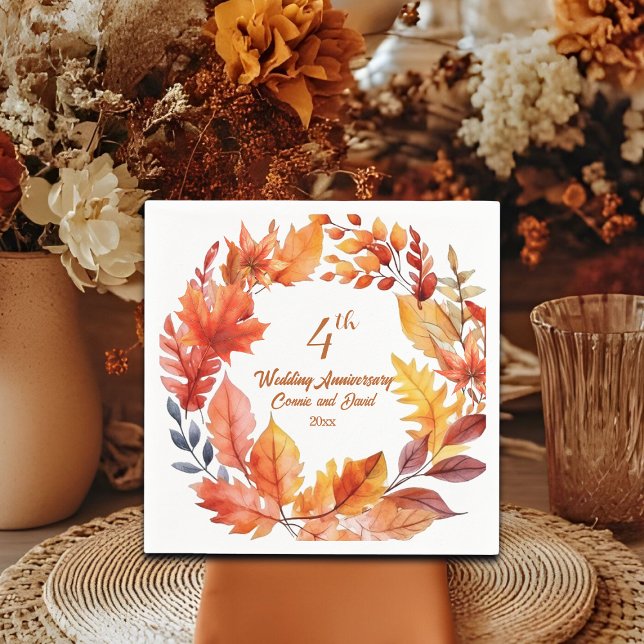 4th Wedding Anniversary Fall Floral Napkins (Creator Uploaded)