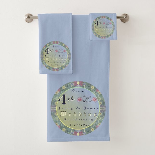 4th Wedding Anniversary Floral Towel (Insitu)