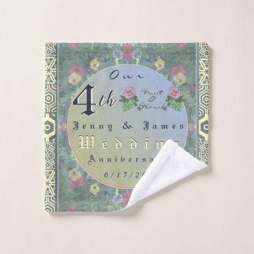 4th Wedding Anniversary Floral Towel