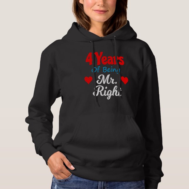 4th Wedding Anniversary for Men Him Mr Right Husba Hoodie (Front)