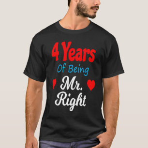 4th Wedding Anniversary for Men Him Mr Right Husba T-Shirt