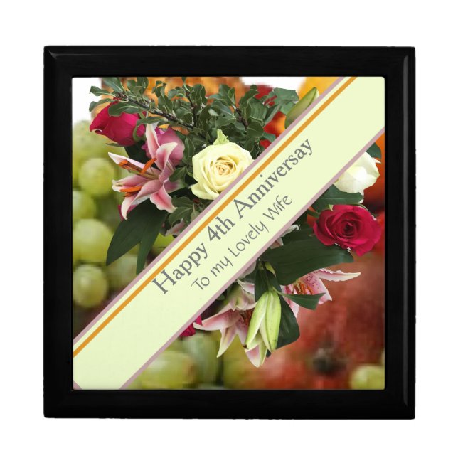 4th Wedding Anniversary Fruit and Flowers  Gift Box (Front)