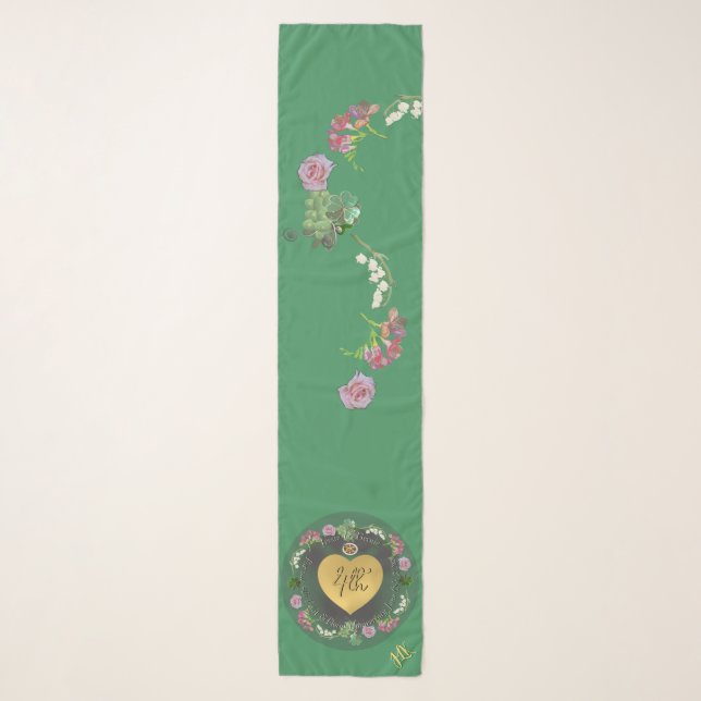 4th Wedding Anniversary Fruit Floral Chiffon Scarf (Front)