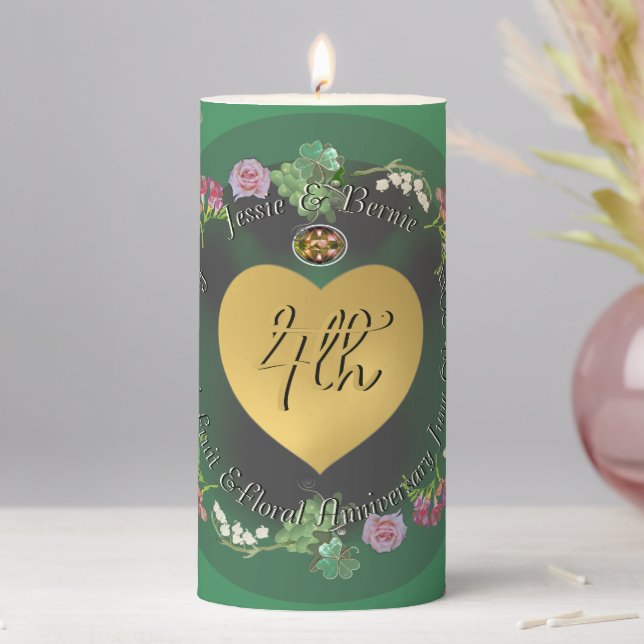 4th Wedding Anniversary Fruit Floral  Pillar Candle (In Situ)