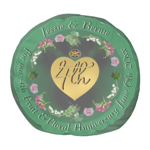 4th Wedding Anniversary Fruit Floral  Pouf