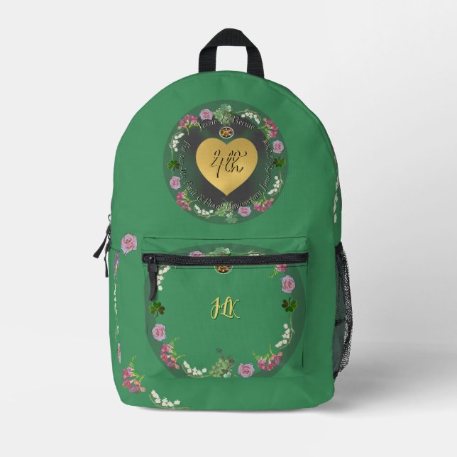 4th Wedding Anniversary Fruit Floral  Printed Back Backpack (Front)