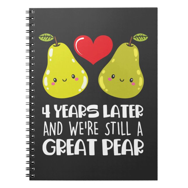 4th Wedding Anniversary Gift Married Couple Pear Notebook (Front)