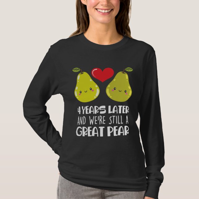 4th Wedding Anniversary Gift Married Couple Pear T-Shirt (Front)