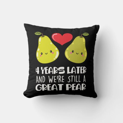 4th Wedding Anniversary Gift Married Couple Pear Throw Pillow
