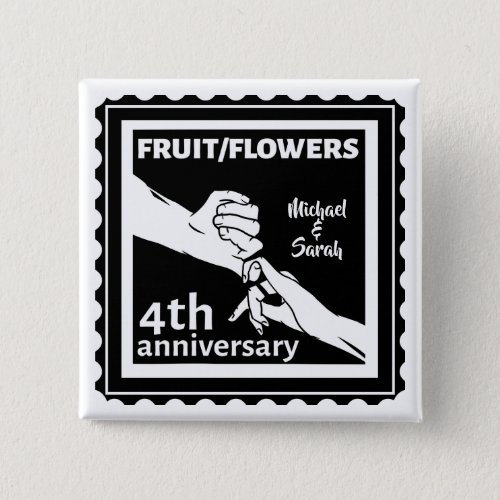 4th Wedding anniversary holding hands romantic Button