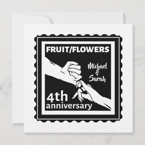 4th Wedding anniversary holding hands romantic Invitation