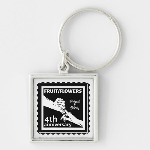 4th Wedding anniversary holding hands romantic Keychain