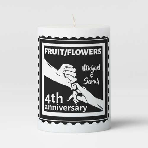 4th Wedding anniversary holding hands romantic Pillar Candle