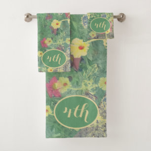 4th Wedding Anniversary La Boca Floral Bath Towel Set