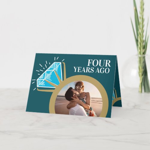 4th wedding anniversary now then photo card