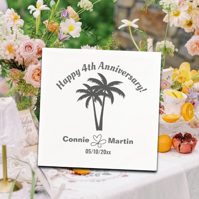 4th Wedding Anniversary Palm Trees Napkins (Creator Uploaded)