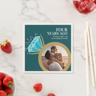 4th wedding anniversary party gold ring photo napkins