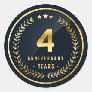 4th Year Anniversary Classic Round Sticker