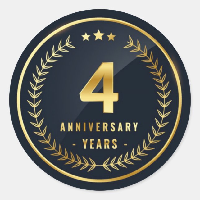 4th Year Anniversary Classic Round Sticker (Front)