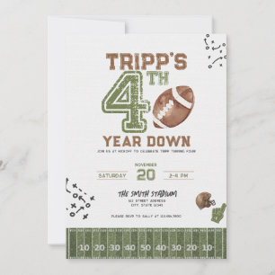 4th Year Down Boy Football Birthday Invitation