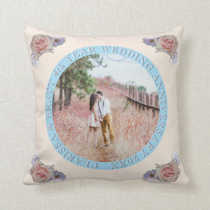 4th Yr. Wedding Anniversary Linen&Topaz Colors Throw Pillow