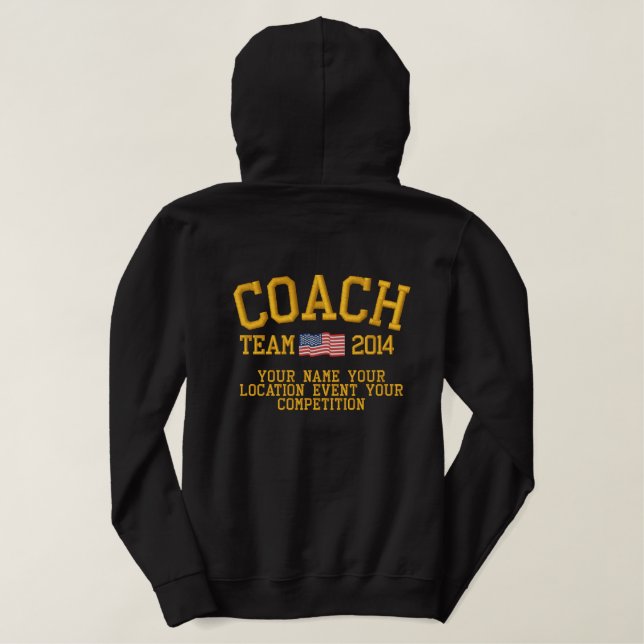4ways toPersonalize this Coach Embroidered Apparel Embroidered Hoodie (Design Back)