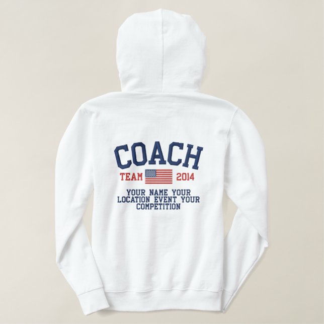 4ways toPersonalize this Coach Embroidered Apparel Embroidered Hoodie (Design Back)