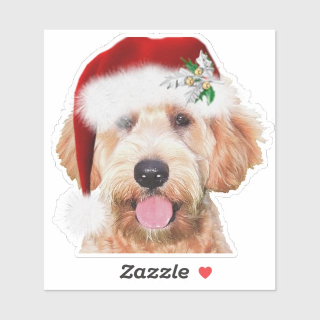 4x4 custom cut Christmas sticker of golden doodle (Sheet)