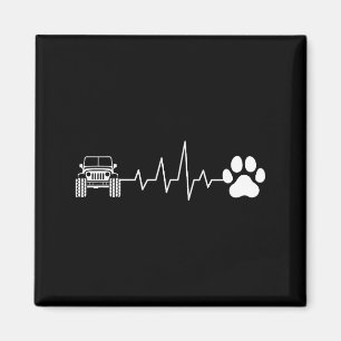 4x4 off road driving paw heartbeat cat dog lover magnet