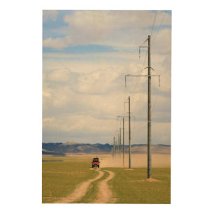 4X4 Vehicles On Dirt Road, Gobi Desert Wood Wall Decor