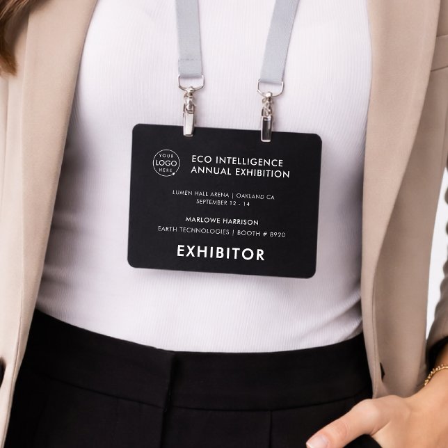 4x5 Event Badge | Exhibitor Pass Black Badges (Design a polished conference badge card for expos, conventions, and trade shows)