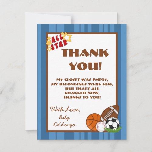 4x5 FLAT Thank you Card All-Star Blue