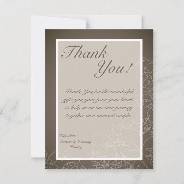 4x5 FLAT Thank You Card Autumn Floral Fall Gray (Front)