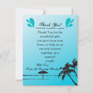 4x5 FLAT Thank You Card Beachy Palm Tree