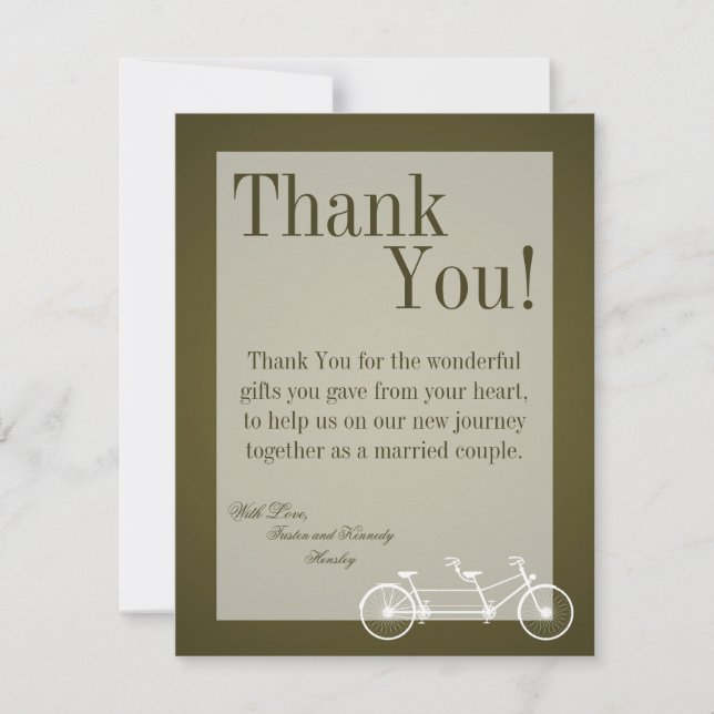 4x5 FLAT Thank You Card Brown Double Bike (Front)