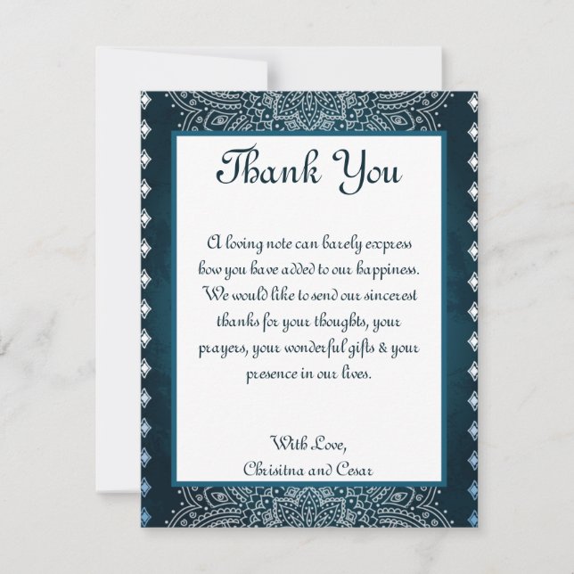 4x5 FLAT Thank You Card Deep Moroccan Blue (Front)