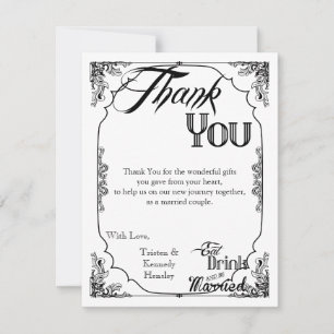 4x5 FLAT Thank You Card Eat Drink Be Married White